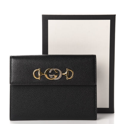 Gucci Grainy Calfskin Zumi Flap Card Case Black 8 of 8