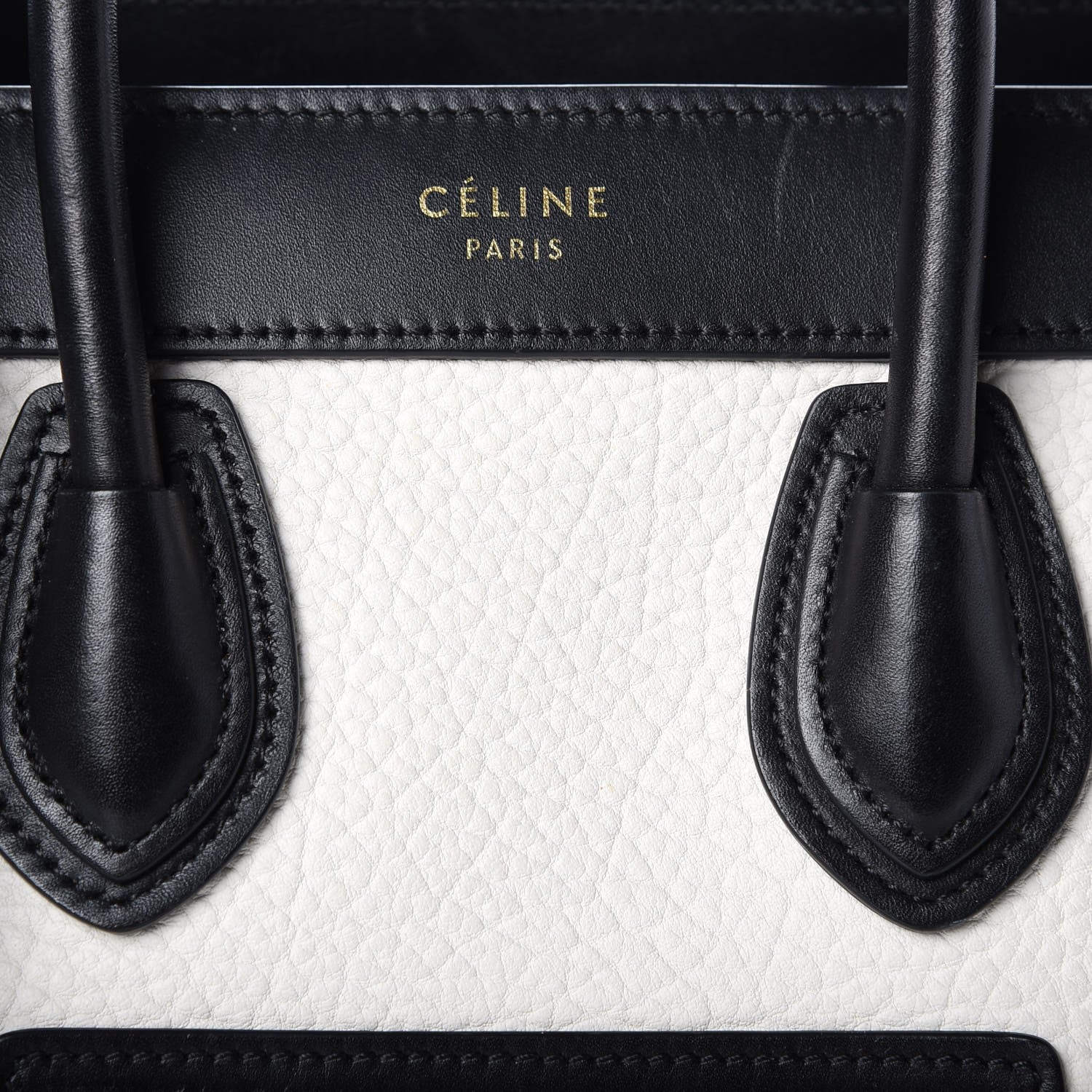 Celine Bullhide Calfskin Nubuck Bi-Color Nano Luggage Black White 9 of 10