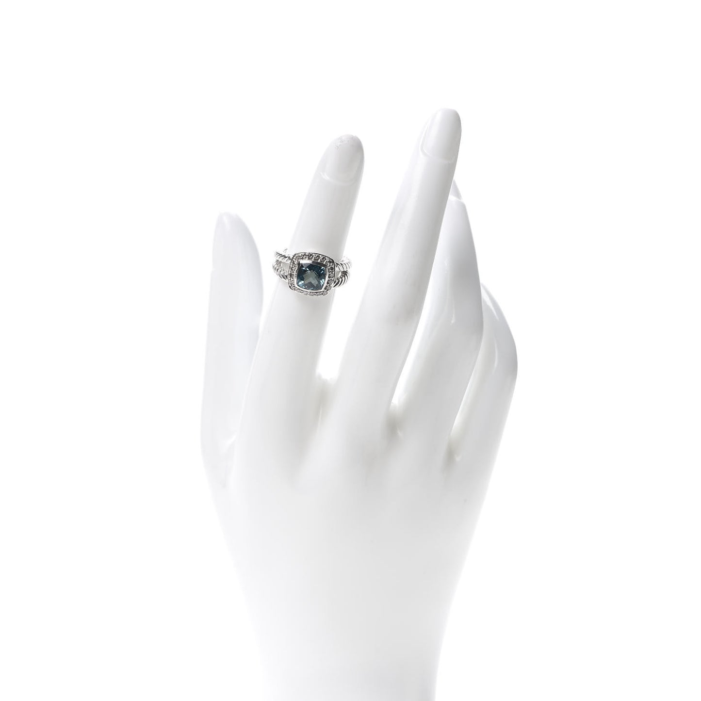 Sterling Silver Diamond Blue Topaz 7mm Petite Albion Ring 48 4.5