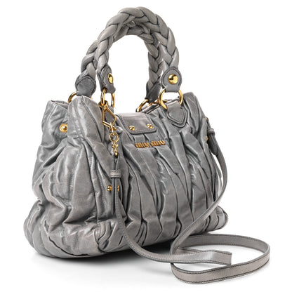 Miu Miu Nappa Matelasse Top Handle Satchel Fumo 2 of 15