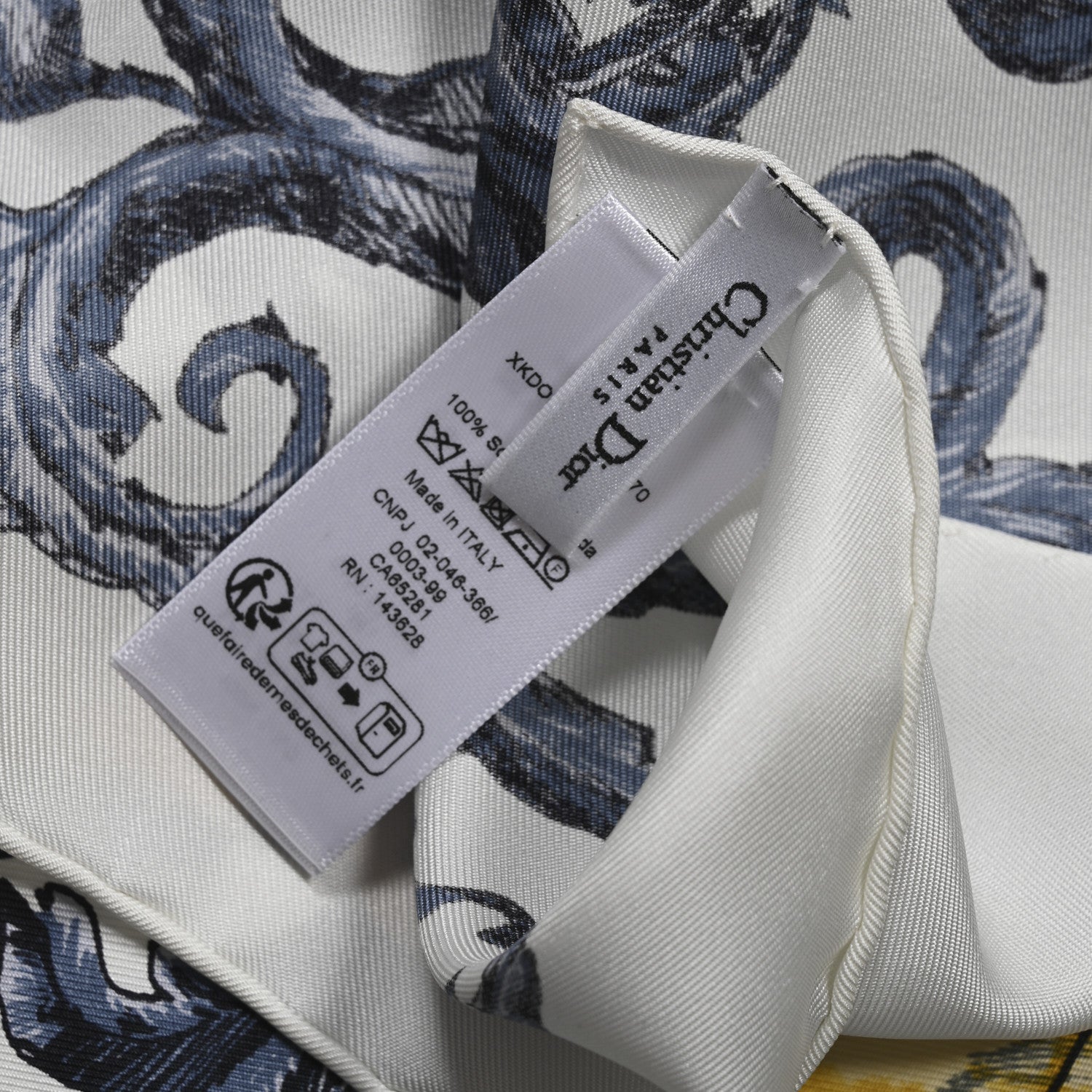 Christian Dior Silk Le Monde 90 Square Scarf White Multicolor 3 of 4