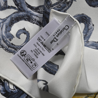 Christian Dior Silk Le Monde 90 Square Scarf White Multicolor 3 of 4