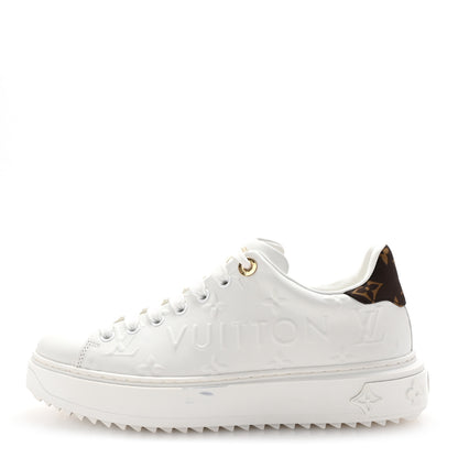Louis Vuitton Lambskin Embossed Monogram Time Out Sneakers 38 White 1 of 9