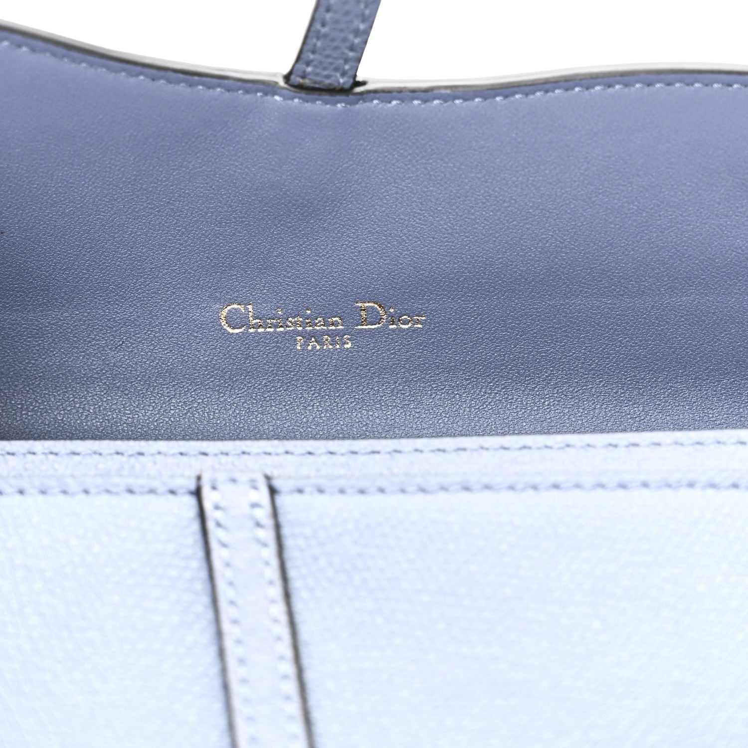 Christian Dior Grained Calfskin Saddle Chain Wallet Pouch Denim Blue 7 of 11