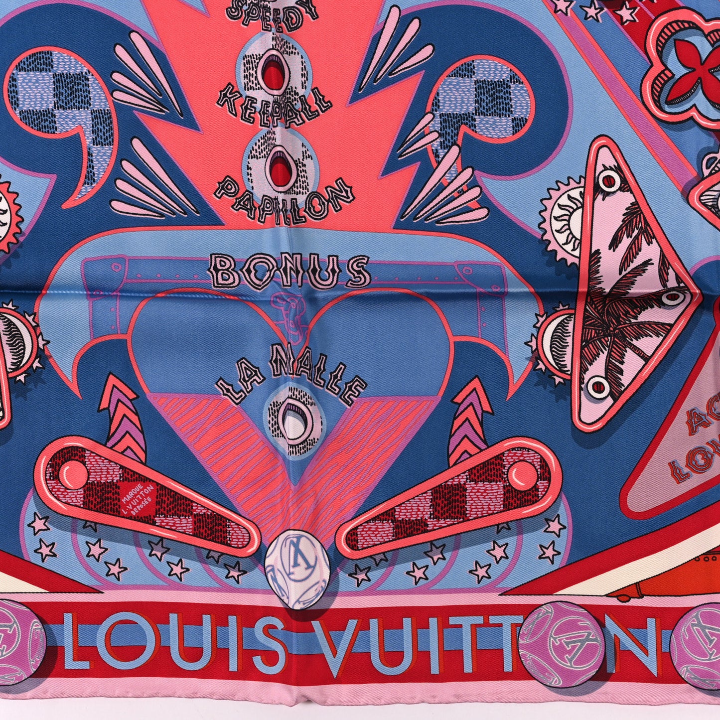 Silk Damier Carre Pinball Square Scarf Magenta