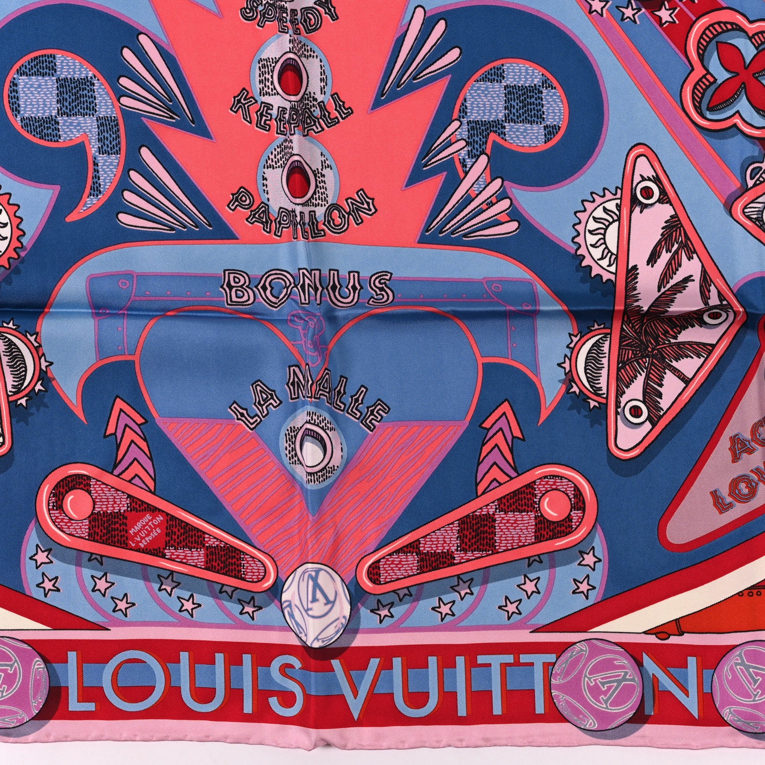 Louis Vuitton Silk Damier Carre Pinball Square Scarf Magenta 2 of 3