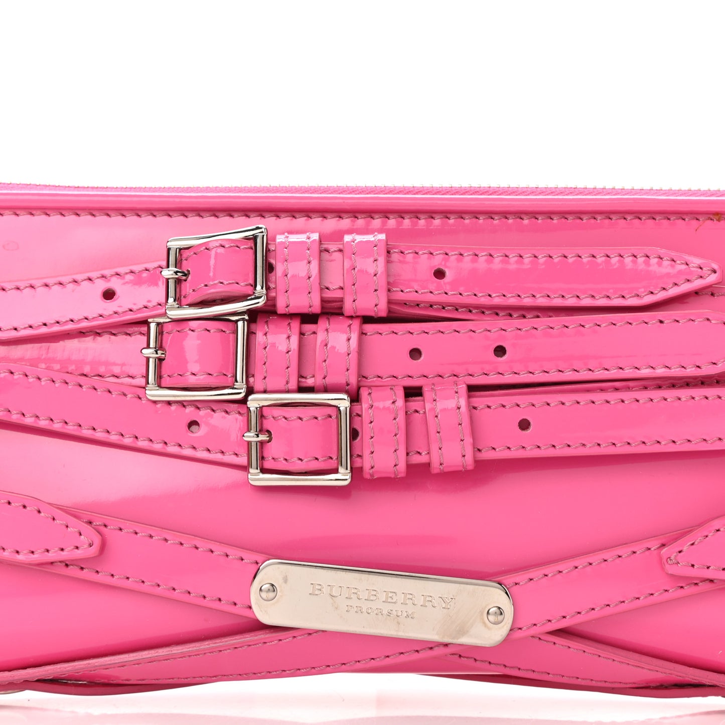 Patent Bridle Calfskin Parmoor Clutch Bag Pink