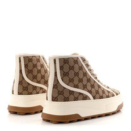 Gucci GG Monogram Mens 1977 Tennis High Top Platform 55mm Sneakers 8.5 Beige Ebony Mystic White 5 of 9