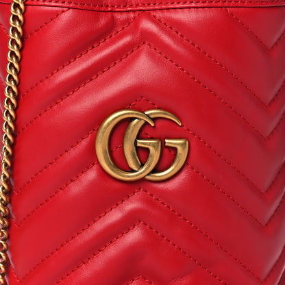 Gucci Calfskin Matelasse Mini GG Marmont 2.0 Bucket Bag Hibiscus Red 7 of 9