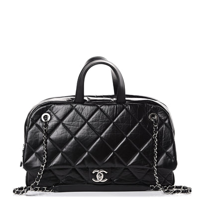 Chanel Aged Calfskin Quilted Medium Express Bowling Bag Black 1 of 10