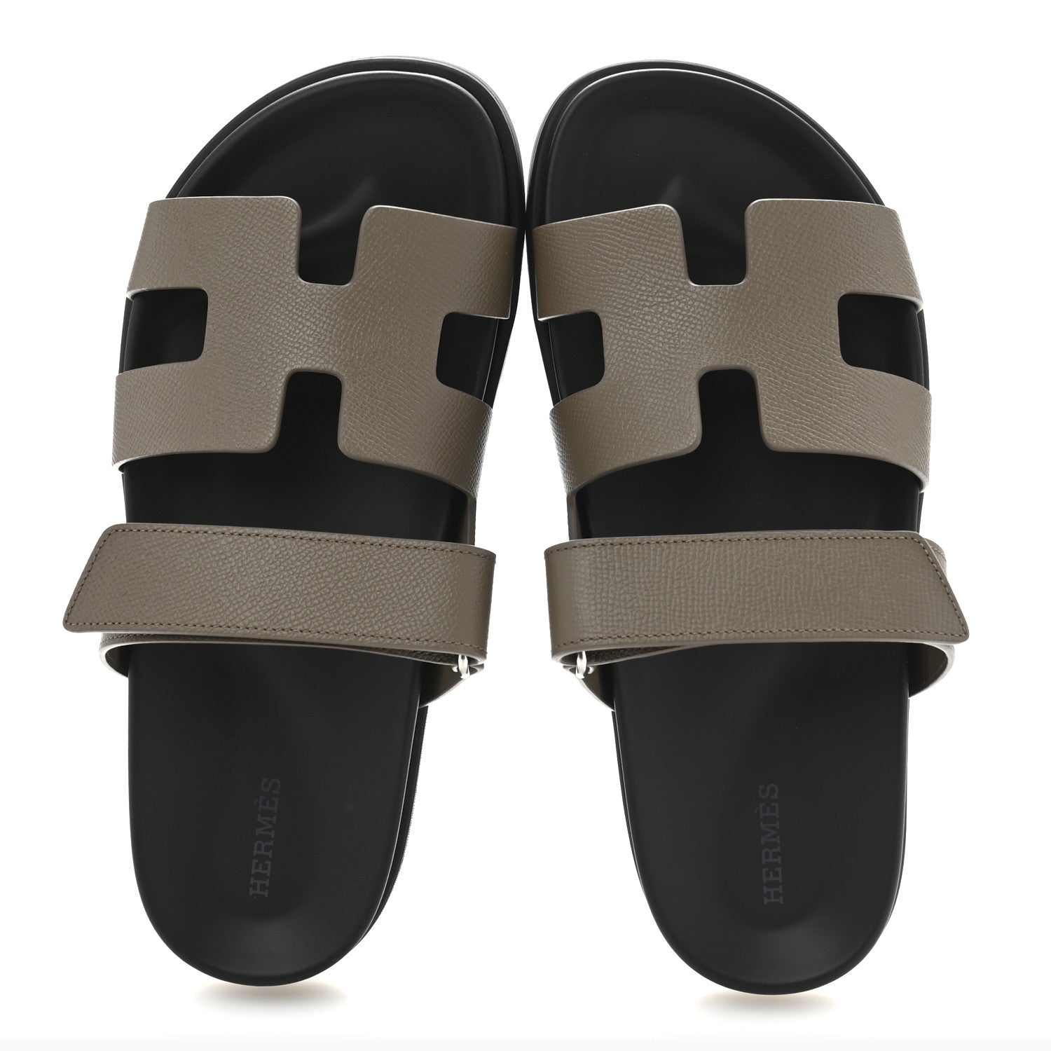 Hermes Epsom Womens Chypre Sandals 39.5 Etoupe 2 of 10
