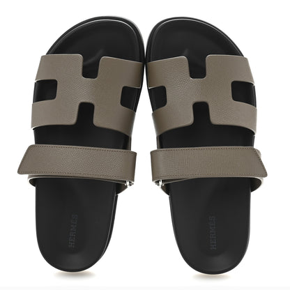 Hermes Epsom Womens Chypre Sandals 39.5 Etoupe 2 of 10