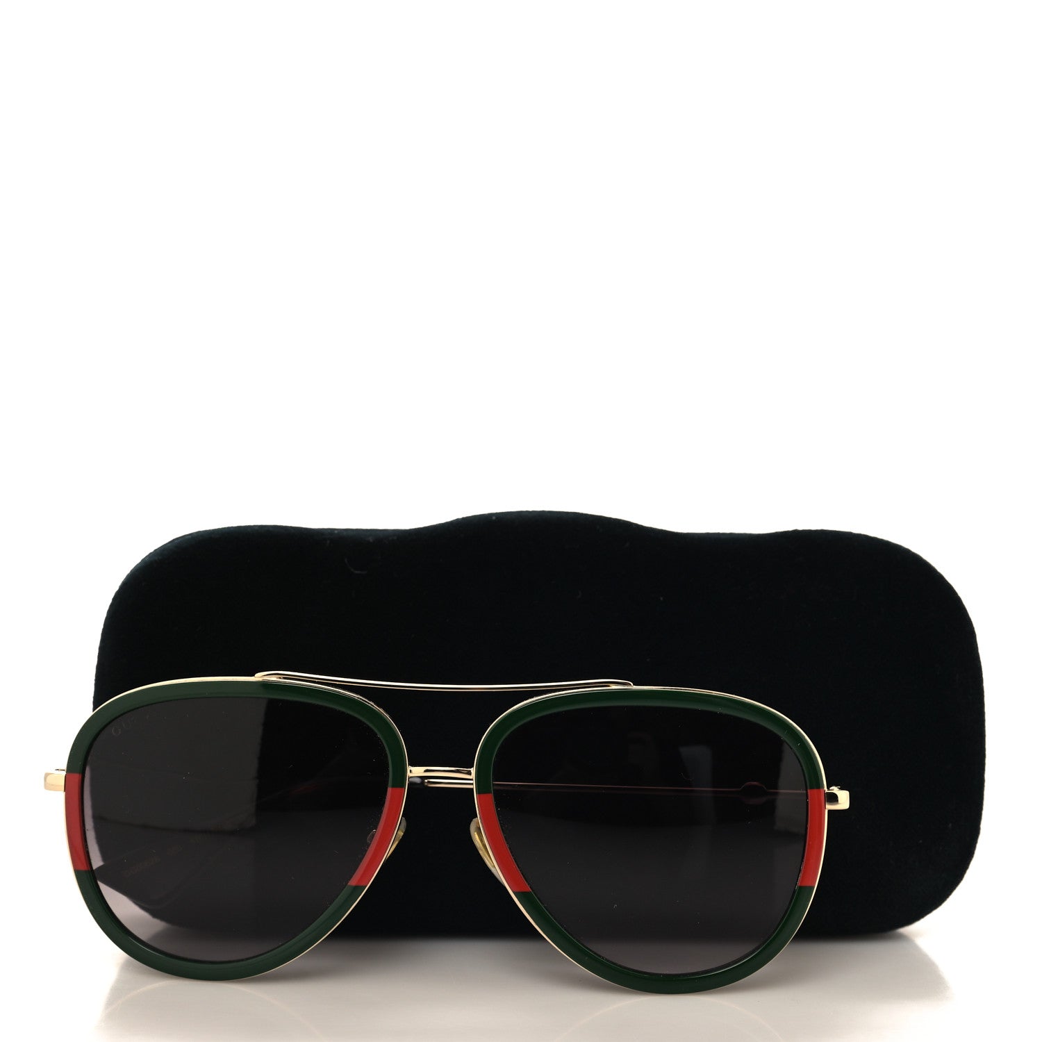 Gucci Web Aviator Sunglasses GG0062S Green Red 7 of 7