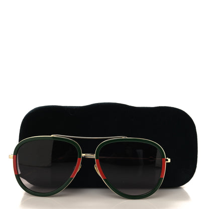 Gucci Web Aviator Sunglasses GG0062S Green Red 7 of 7