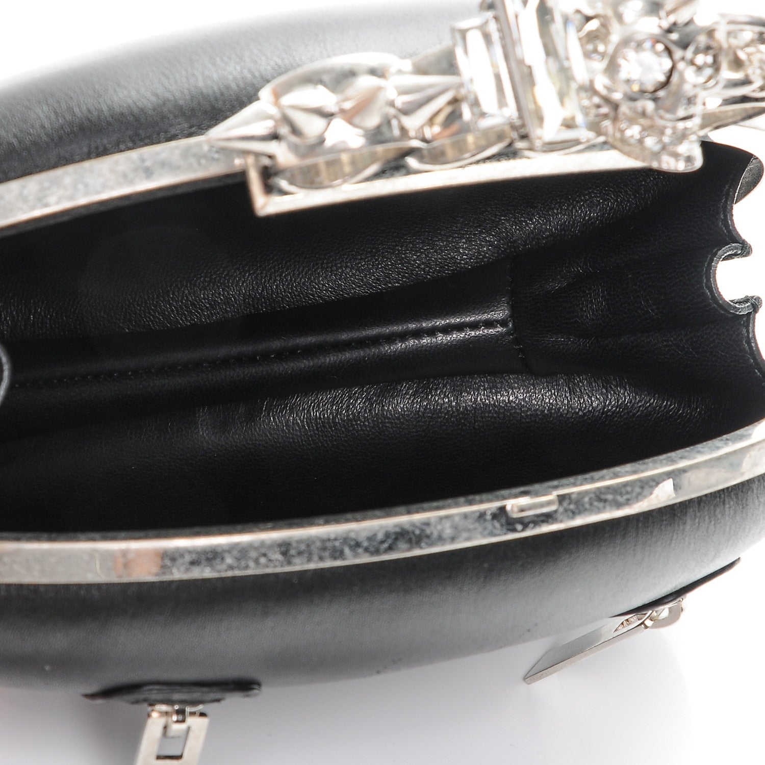 Alexander McQueen Nappa Skull Knuckle Oval Box Clutch Black 5 of 12