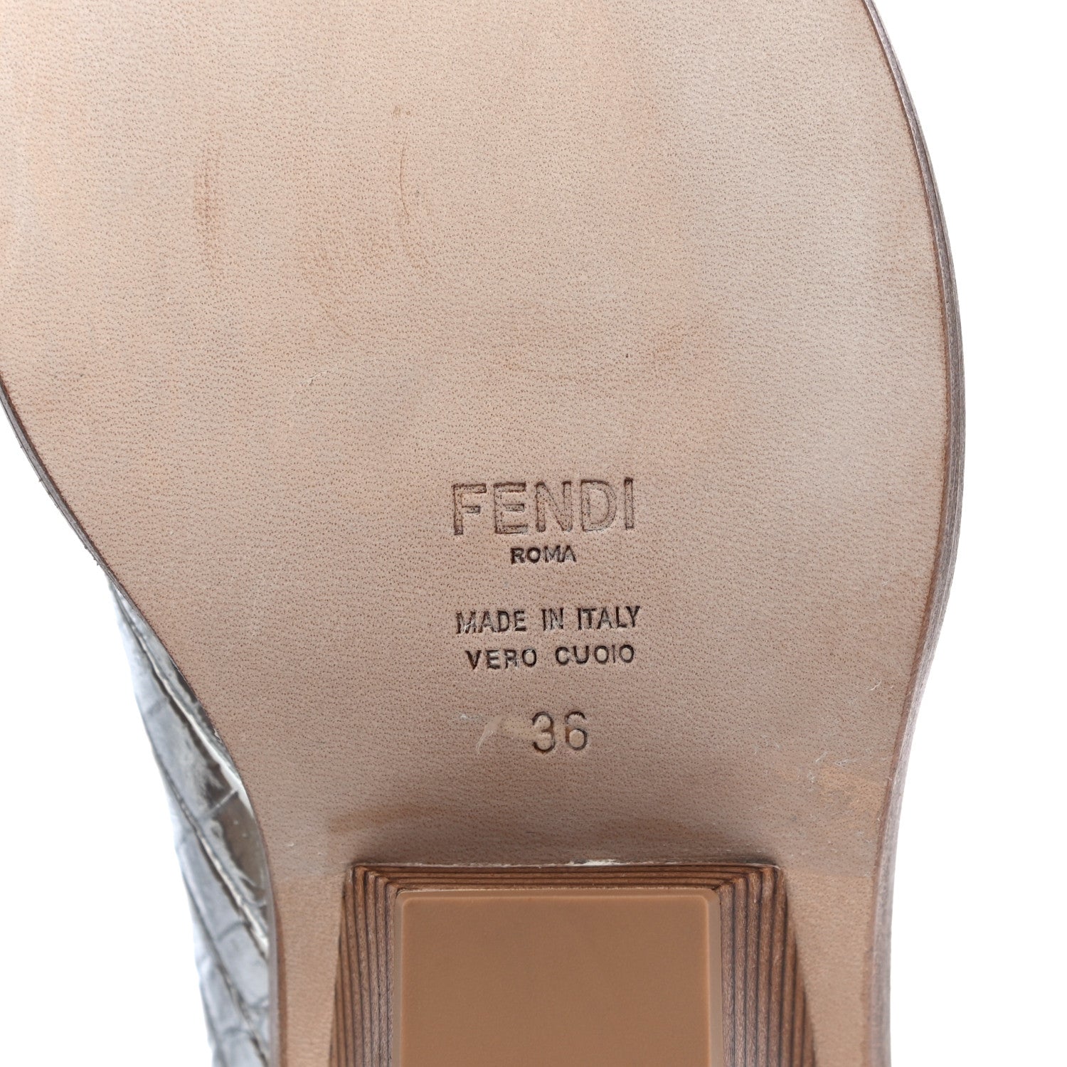 Fendi Metallic Calfskin Crocodile Embossed Cutwalk Ankle Boots 36 Silver 9 of 10