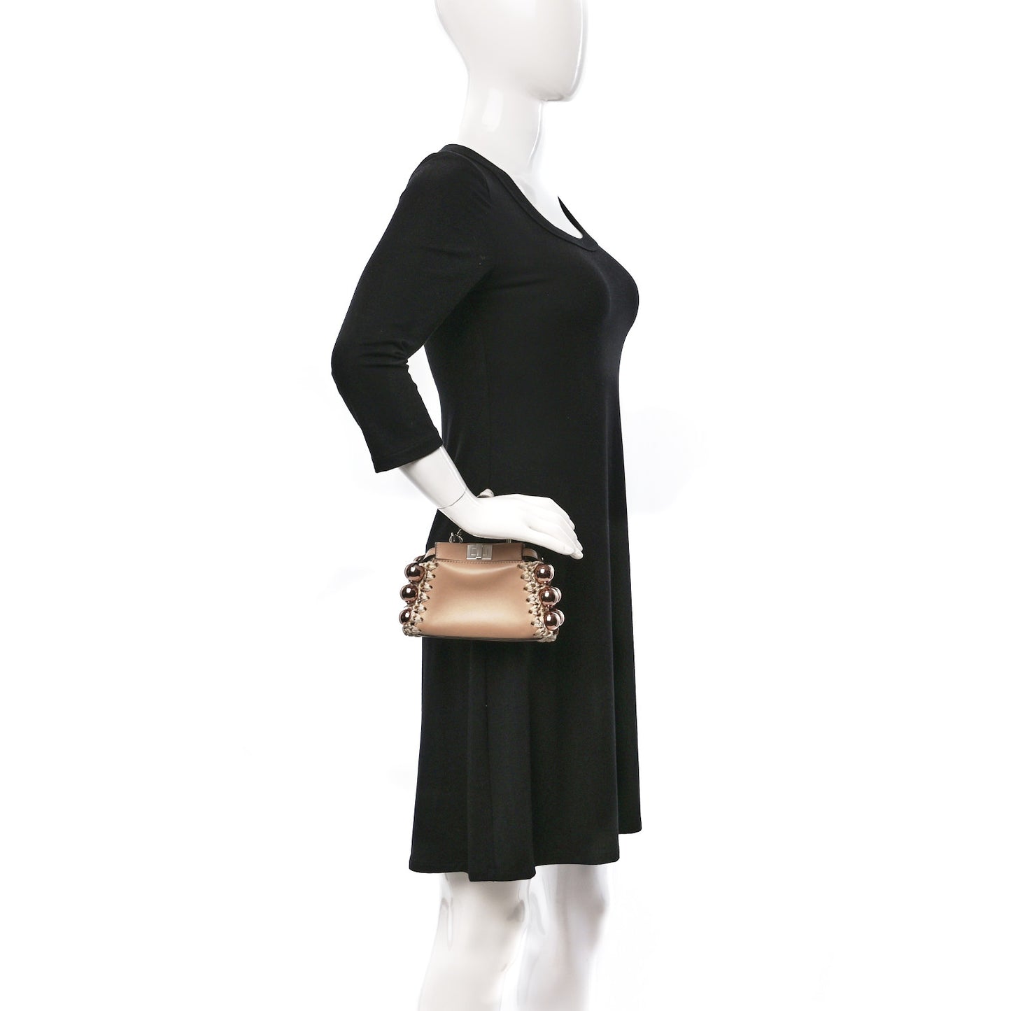 Vitello Century Pearl Embellished Lace Up Micro Peekaboo Iconic Satchel Makeup