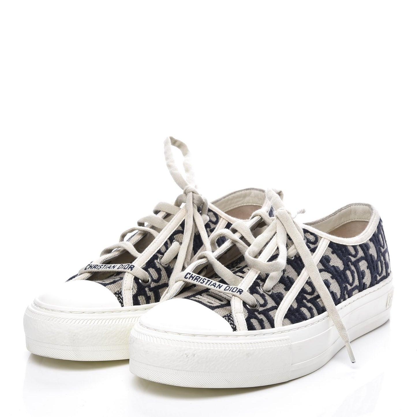 Canvas Oblique Walk'N'Dior Low Top Sneakers 38 Deep Blue