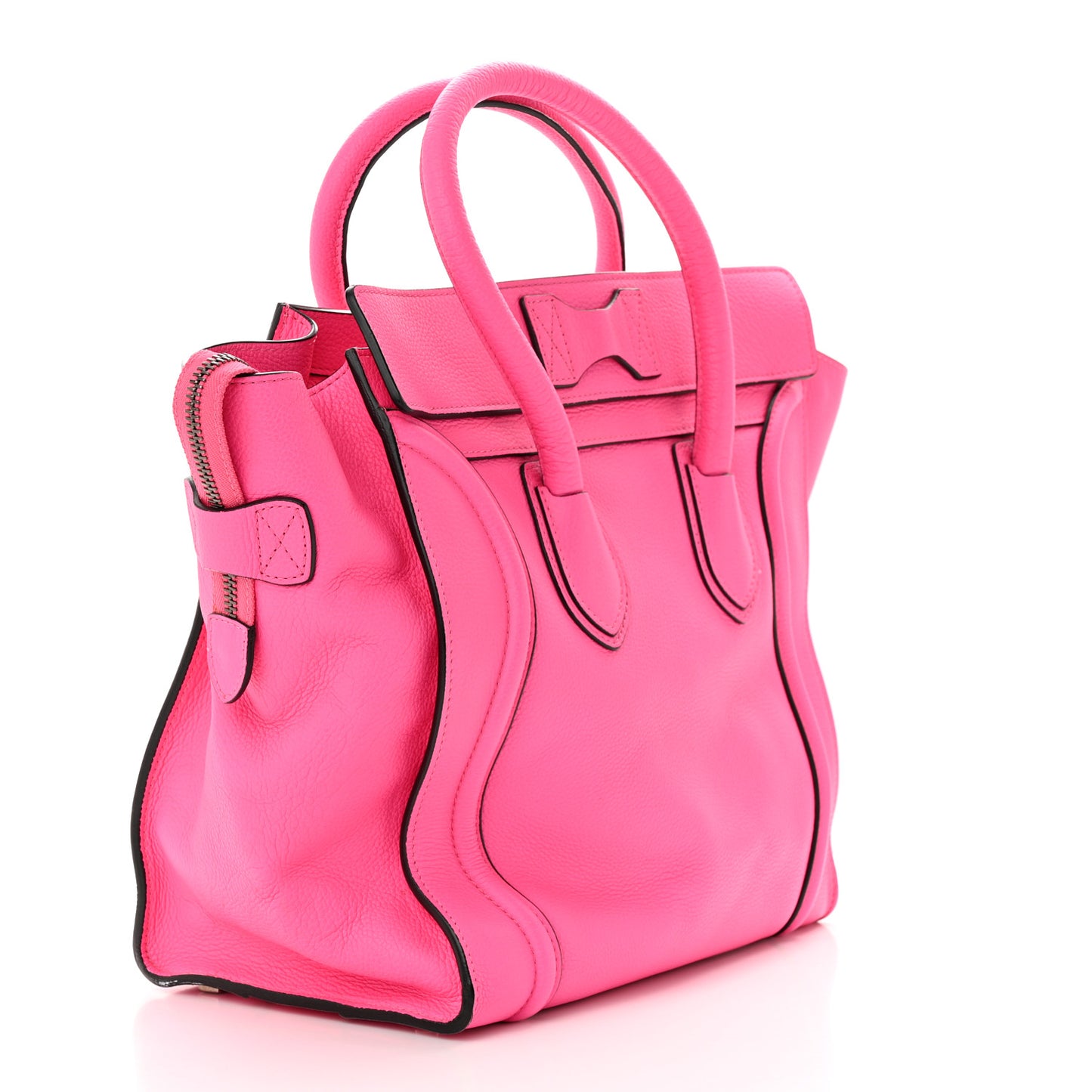 Drummed Calfskin Mini Luggage Fluo Pink