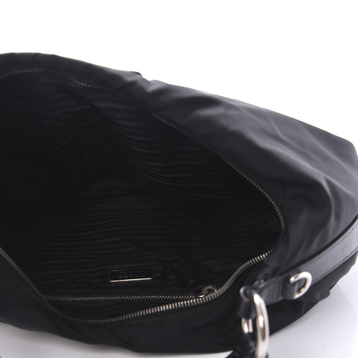 Prada Tessuto Nylon Saffiano Hobo Black 5 of 9