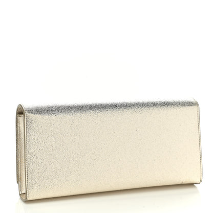 Saint Laurent Metallic Textured Calfskin Classic Monogram Cassandre Clutch Pale Gold 3 of 6