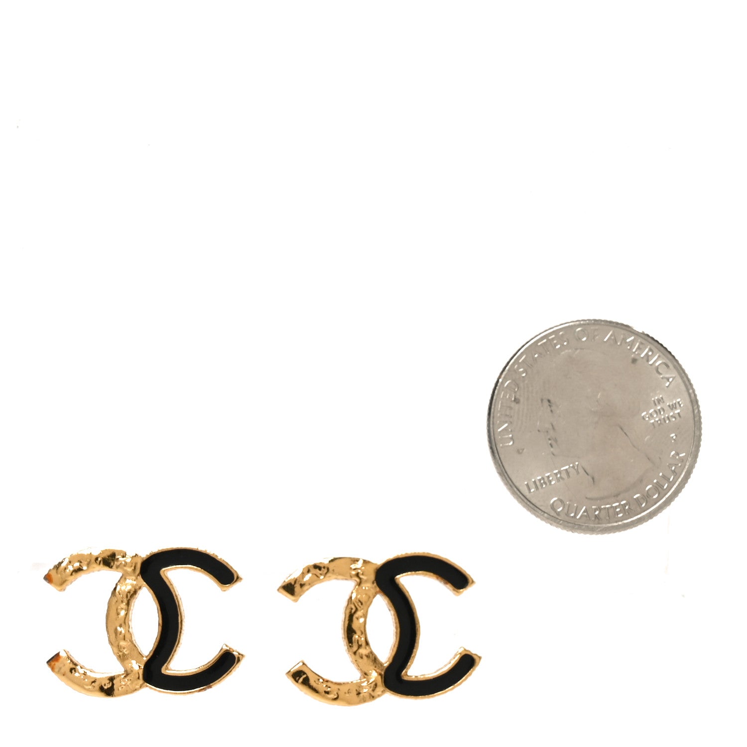 Chanel Enamel CC Earrings Black Gold 2 of 5