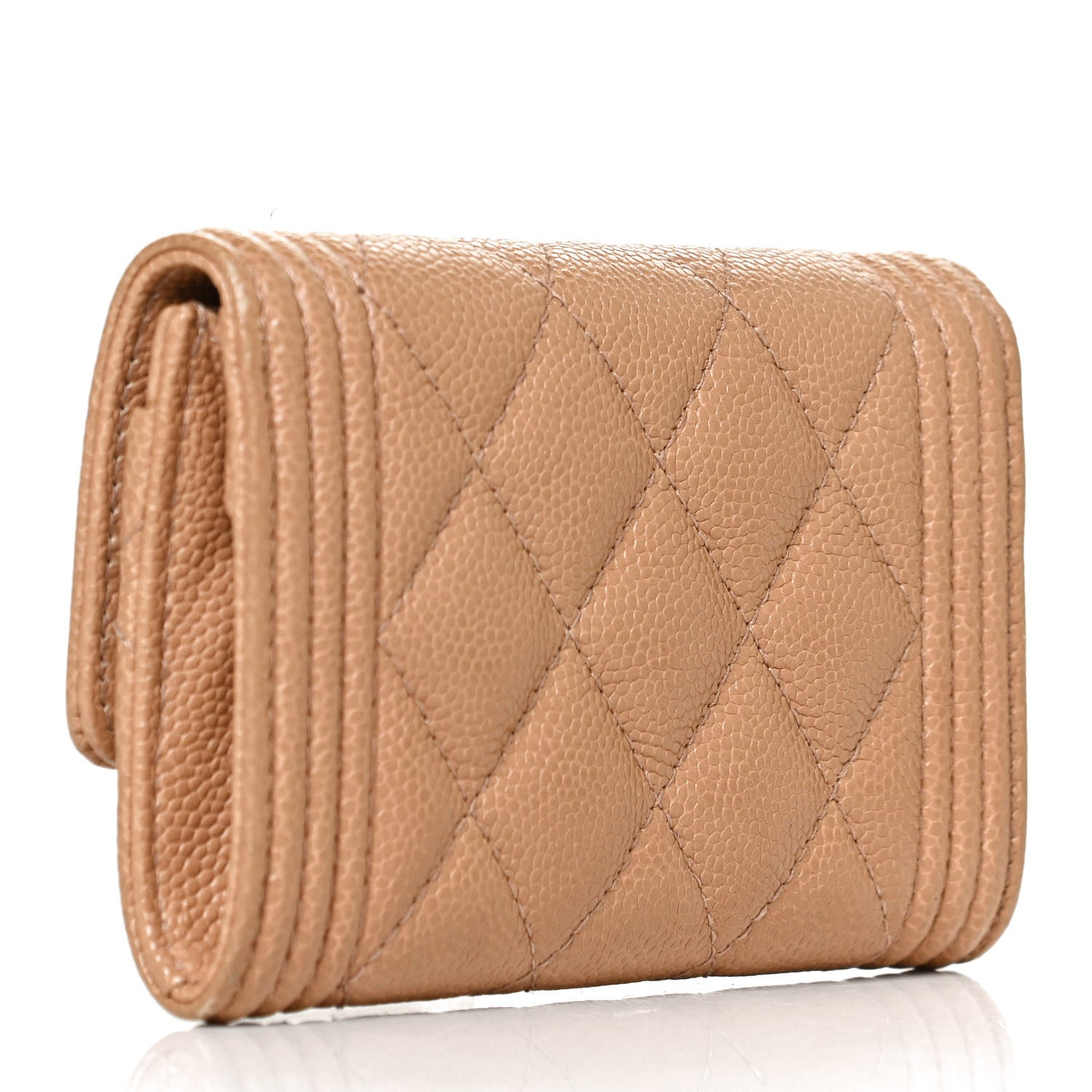 Chanel Caviar Quilted Boy Card Holder Wallet Beige Clair 3 of 9