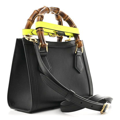 Gucci Wonka Grain Calfskin Mini Diana Tote Bag Black Yellow Fluo 3 of 10