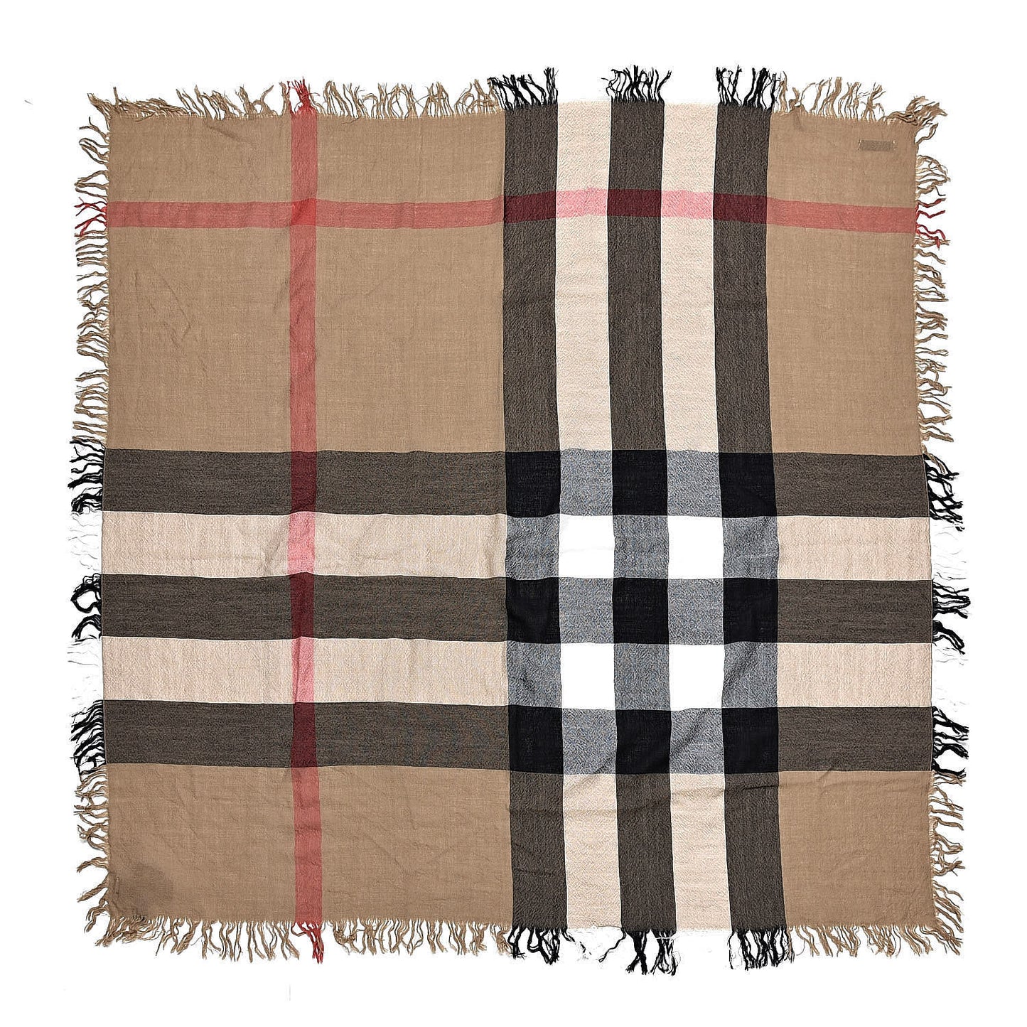 Merino Wool House Check Scarf Brown