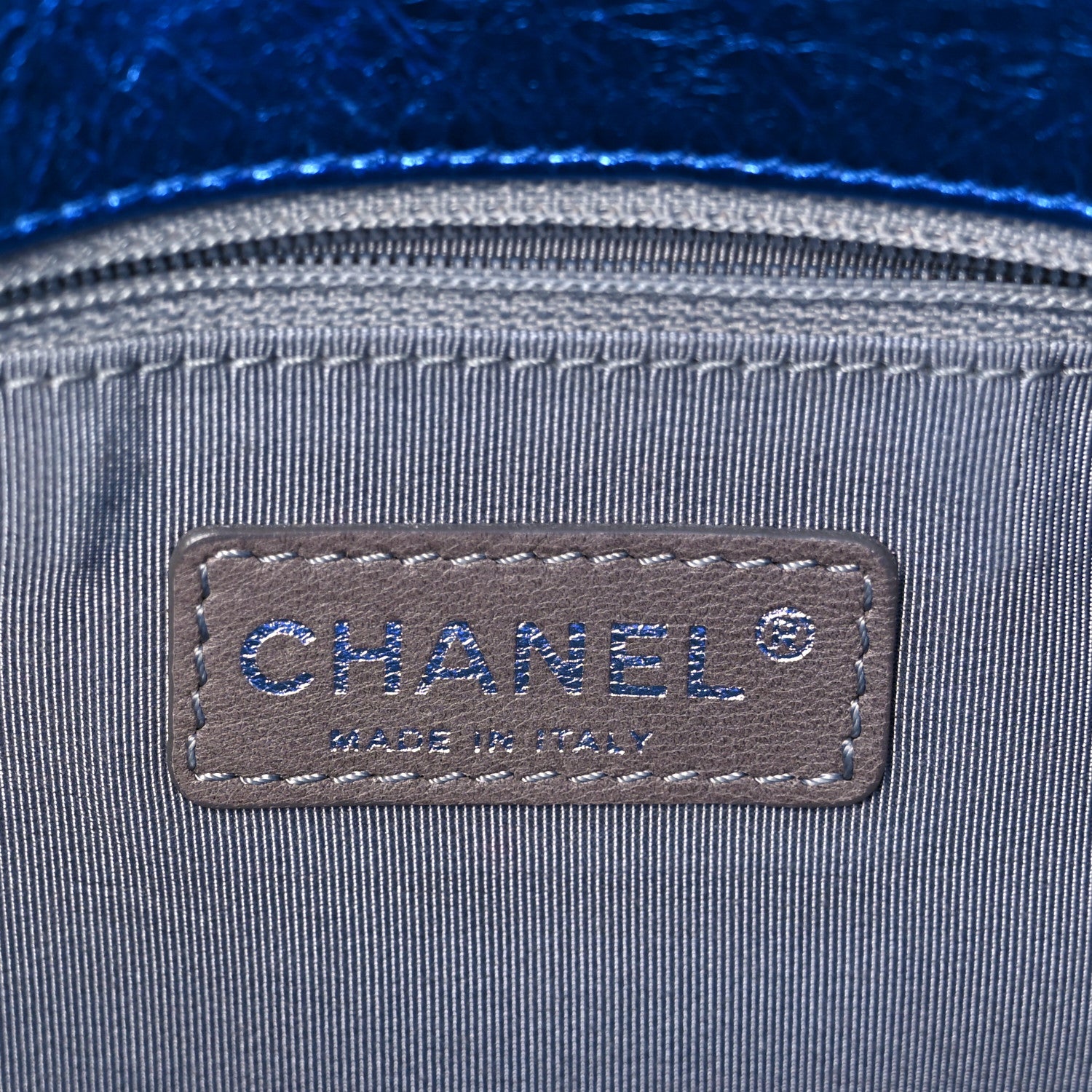 Chanel Metallic Cracked Calfskin Modern Chain Flap Bag Blue 6 of 11