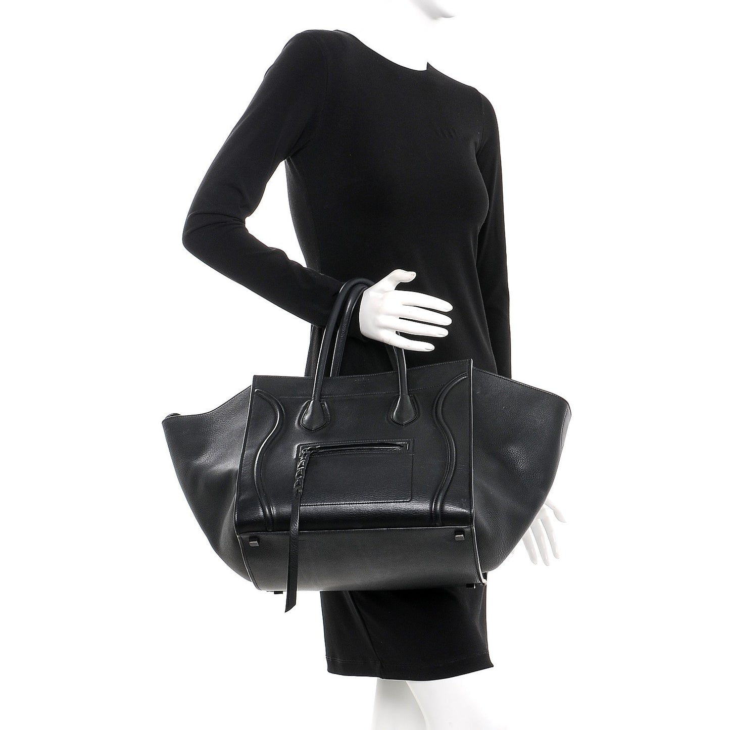 Supple Calfskin Medium Phantom Luggage Black