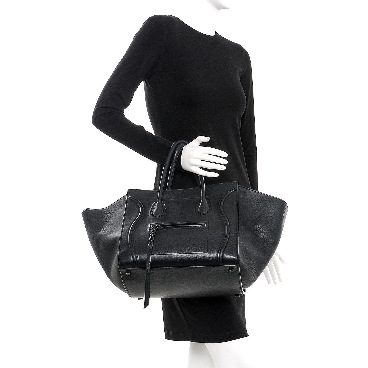 Celine Supple Calfskin Medium Phantom Luggage Black 2 of 9
