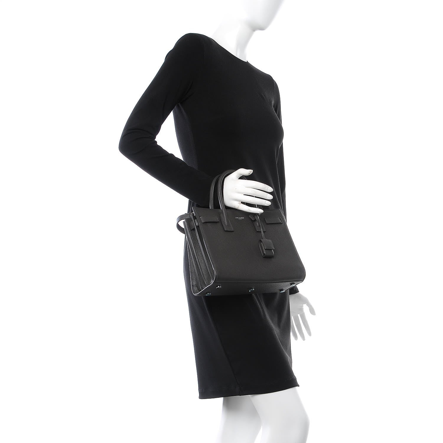 Saint Laurent Grained Calfskin Baby Sac De Jour Coal 2 of 12