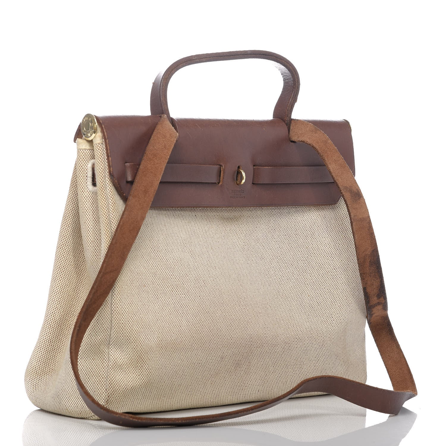 Hermes Toile Vache Calfskin Herbag 30 PM Natural 3 of 19