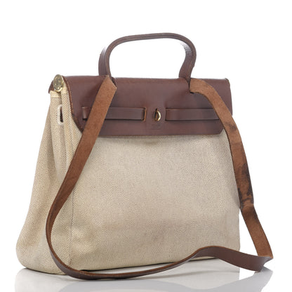 Hermes Toile Vache Calfskin Herbag 30 PM Natural 3 of 19