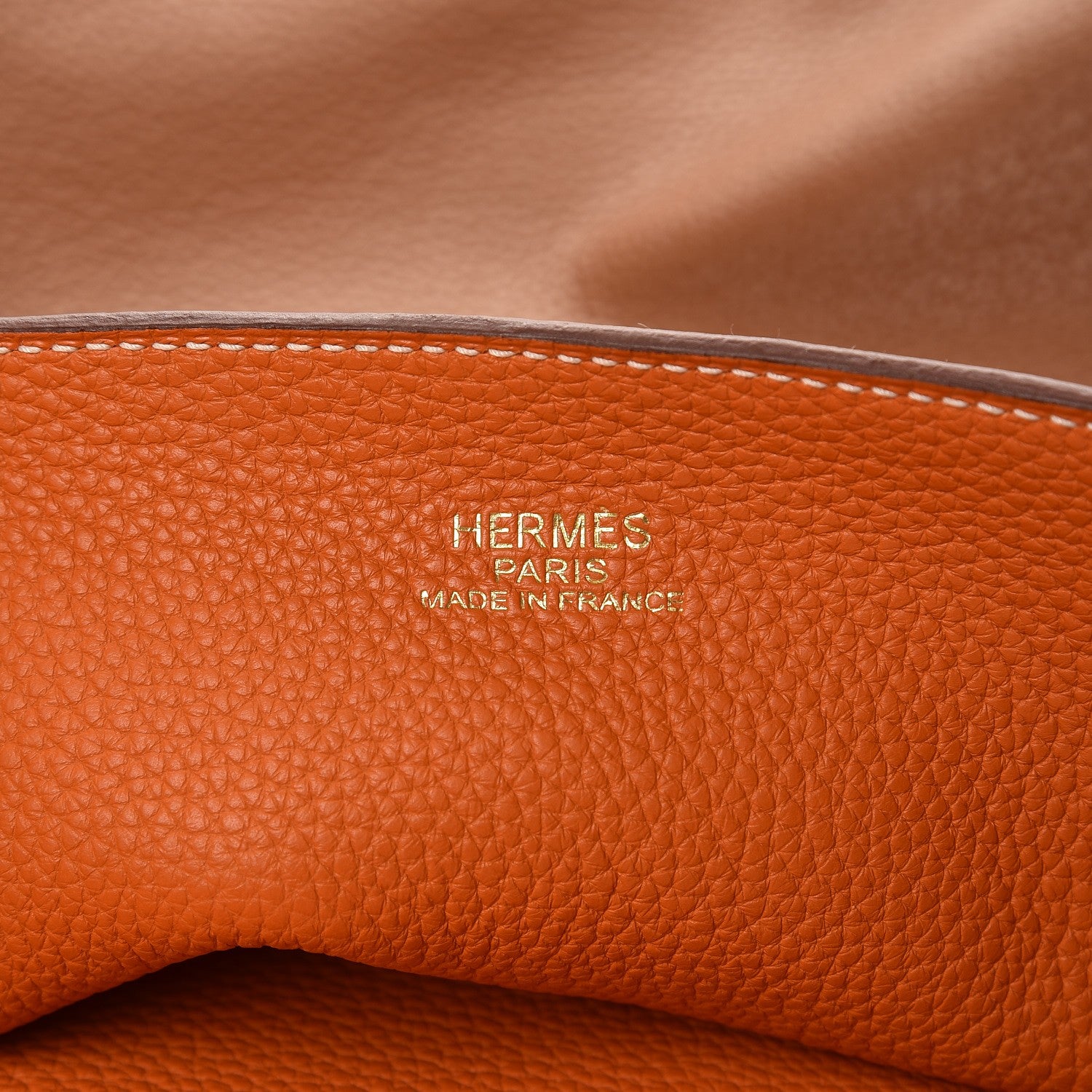 Hermes Taurillon Clemence Double Sens 36 Reversible Tote Orange Gold 10 of 12