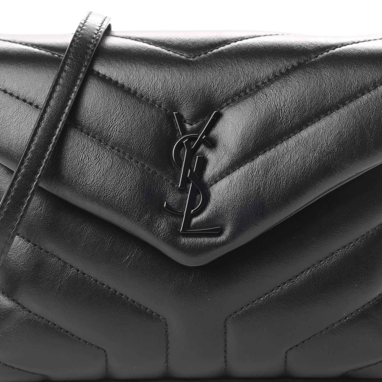 Calfskin Y Quilted Monogram Toy Loulou Crossbody Bag Black