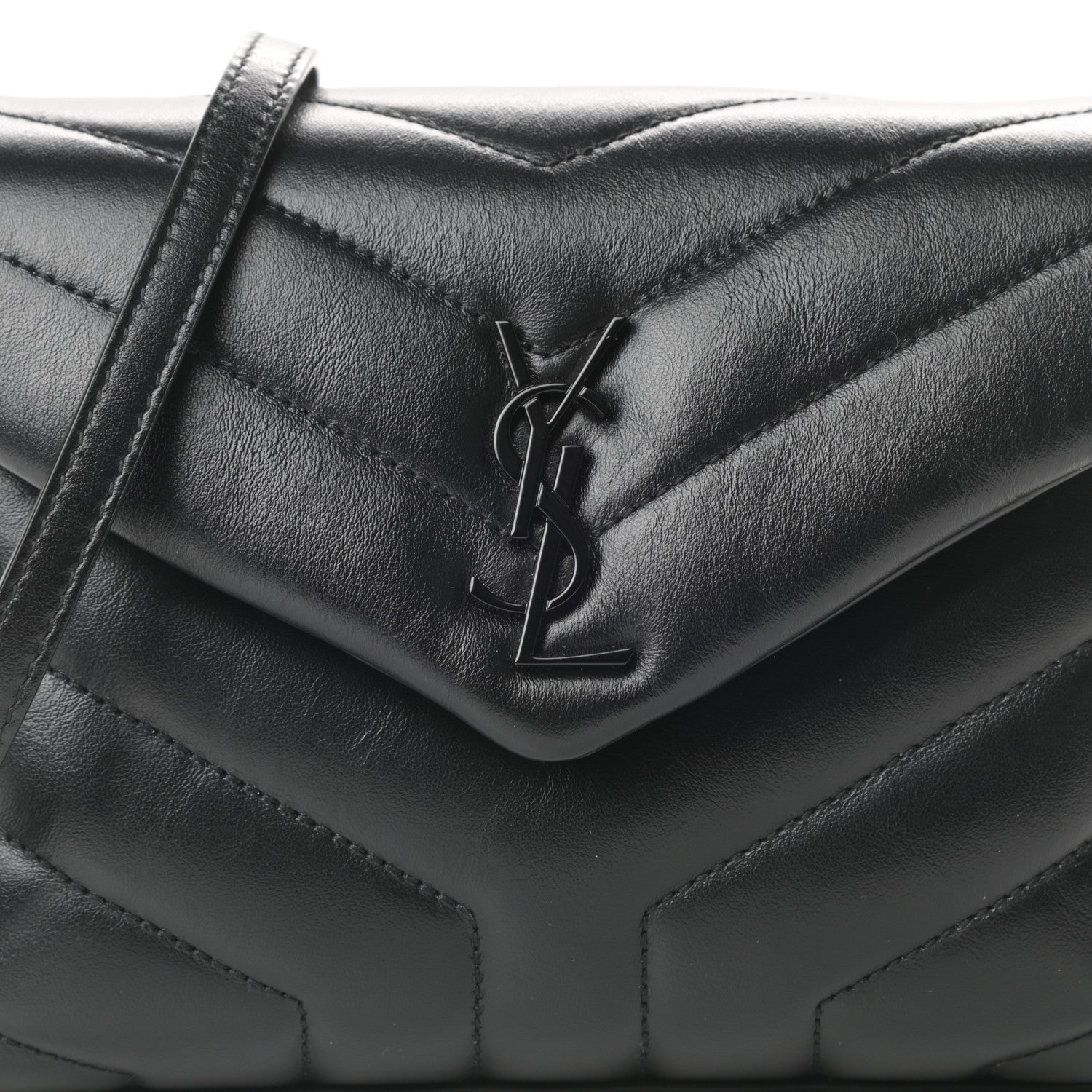 Saint Laurent Calfskin Y Quilted Monogram Toy Loulou Crossbody Bag Black 8 of 11