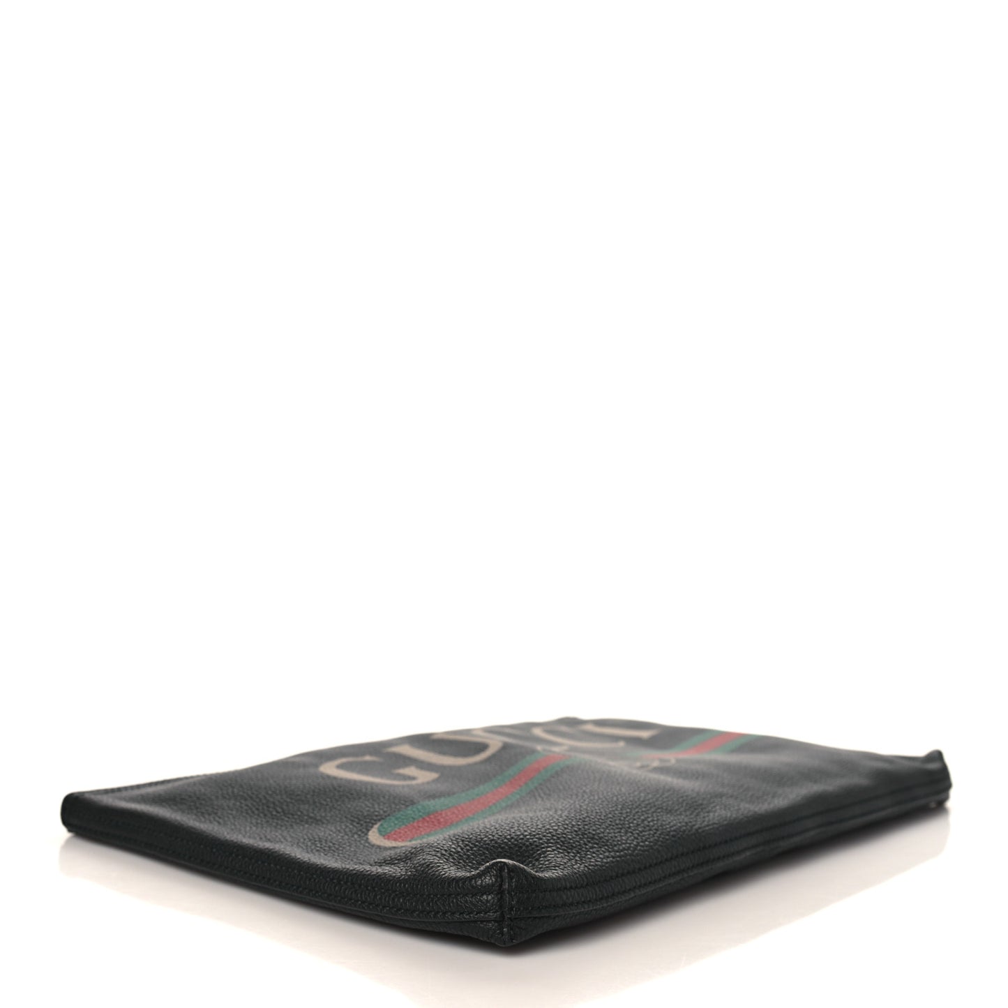 Pebbled Calfskin Large Logo Portfolio Clutch Black