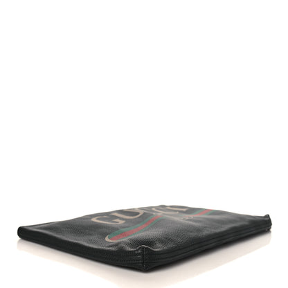 Gucci Pebbled Calfskin Large Logo Portfolio Clutch Black 3 of 7