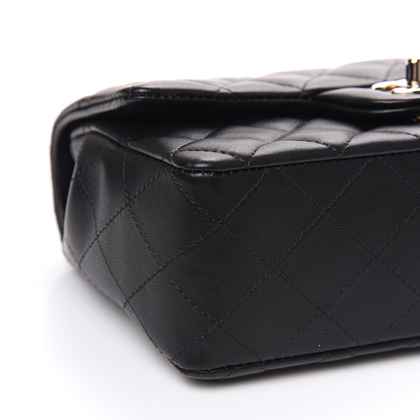 Lambskin Quilted Mini Rectangular Flap Black