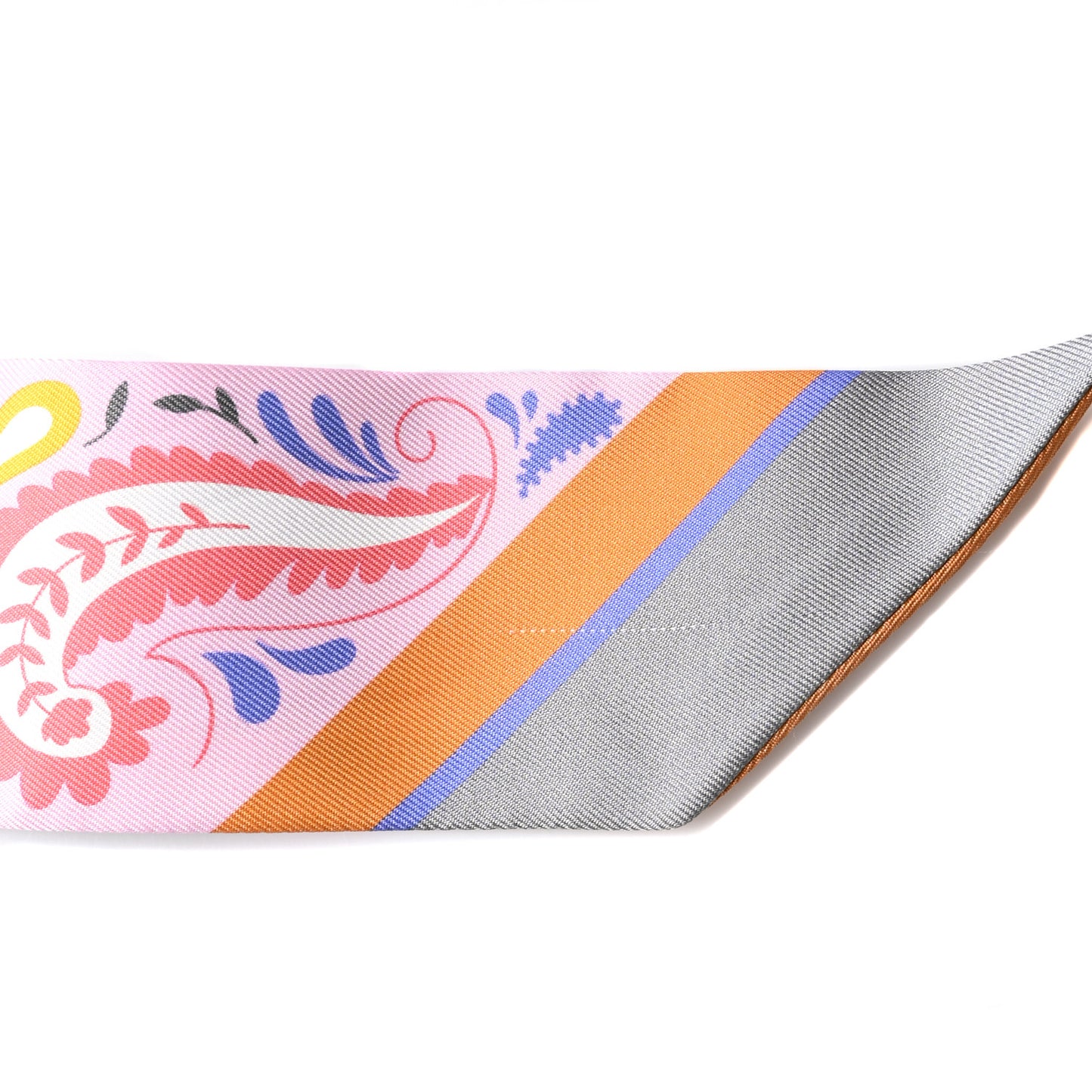 Silk Guepards Bandana Twilly Rose Gris Bleu