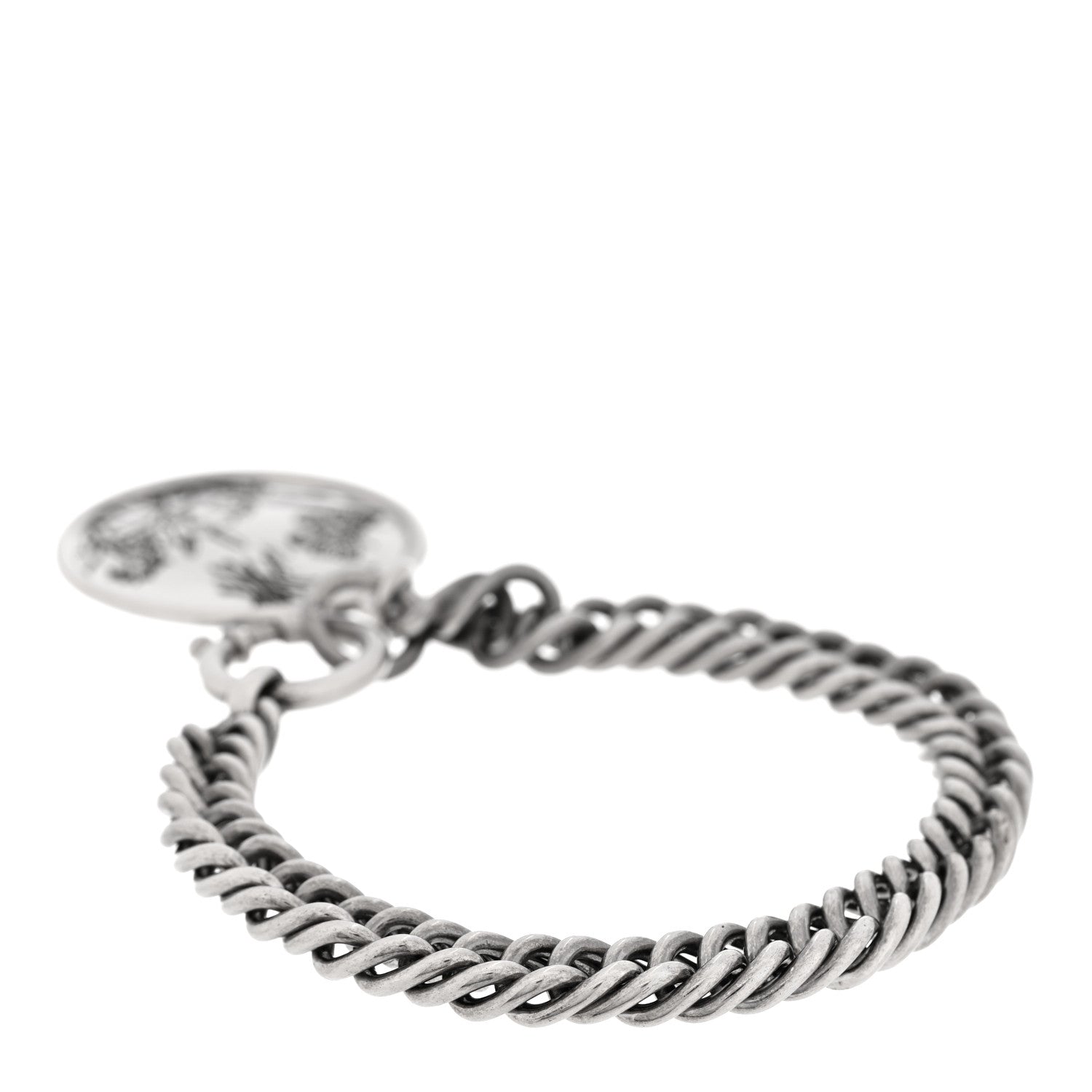 Gucci Sterling Silver Round Flora Chain Bracelet 1 of 2