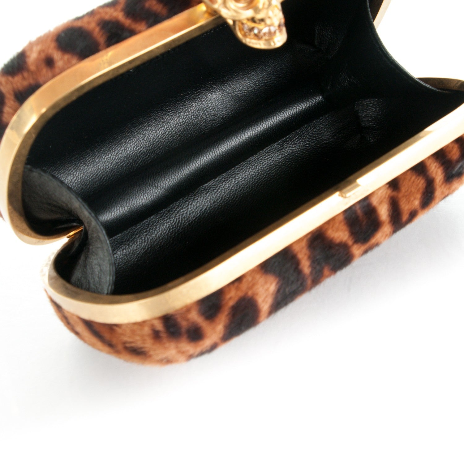 Alexander McQueen Calf Hair Leopard Print Skull Box Clutch 5 of 7