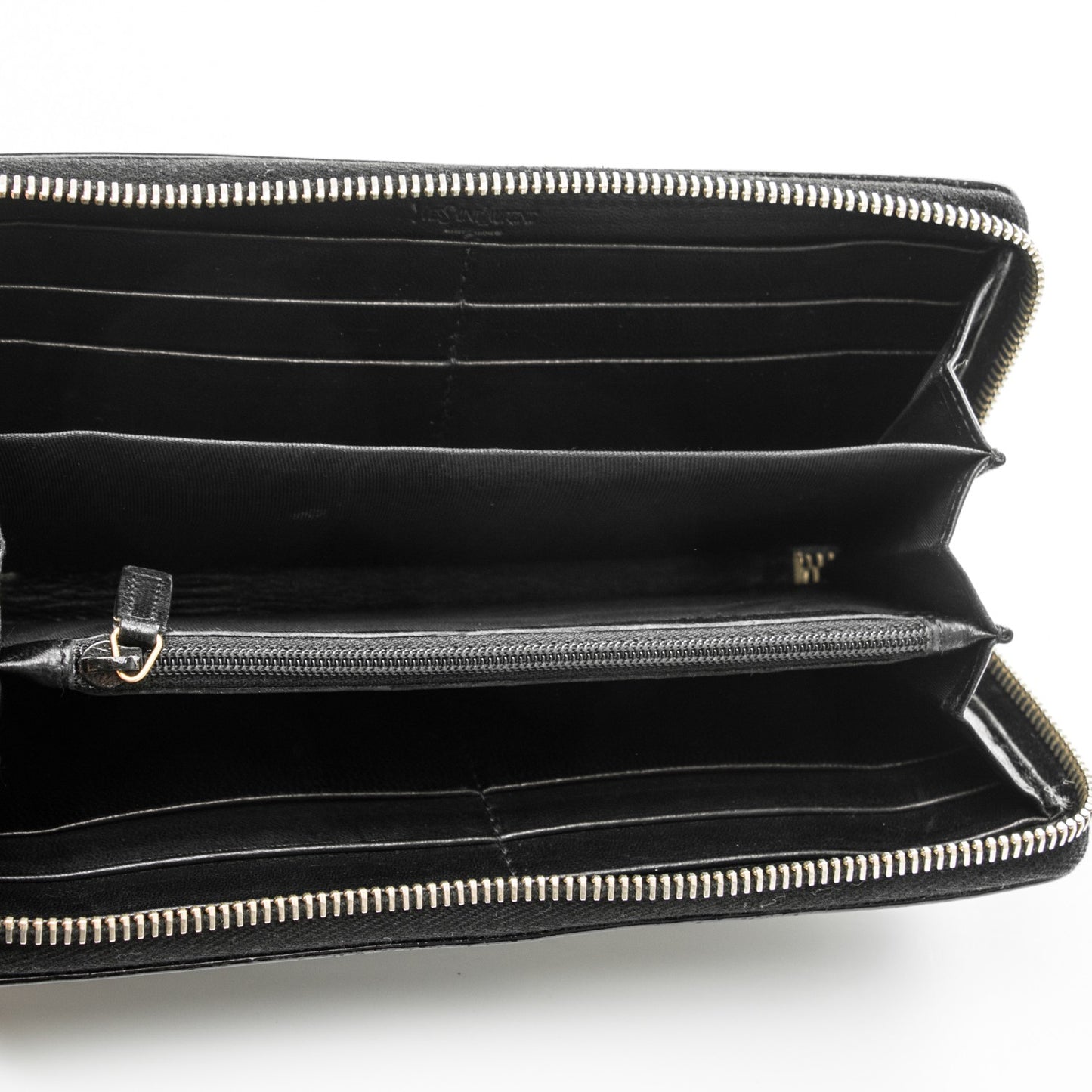 Patent Y Mail Zip Around Wallet Black