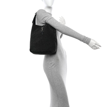 Saint Laurent Cotton Studded Le 5 A 7 Soft Hobo Black 2 of 10
