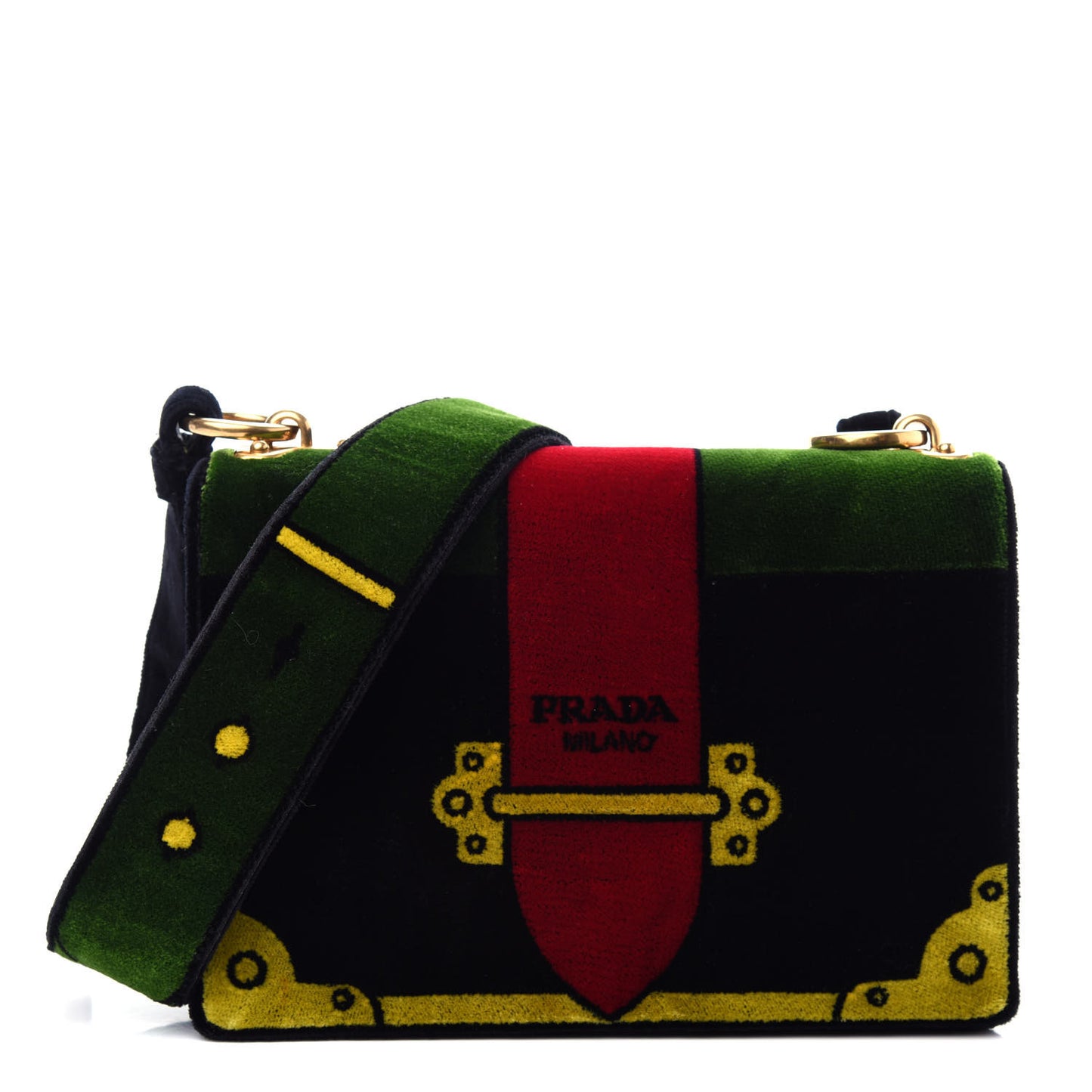 Velluto Ricamo Cahier Shoulder Bag Black