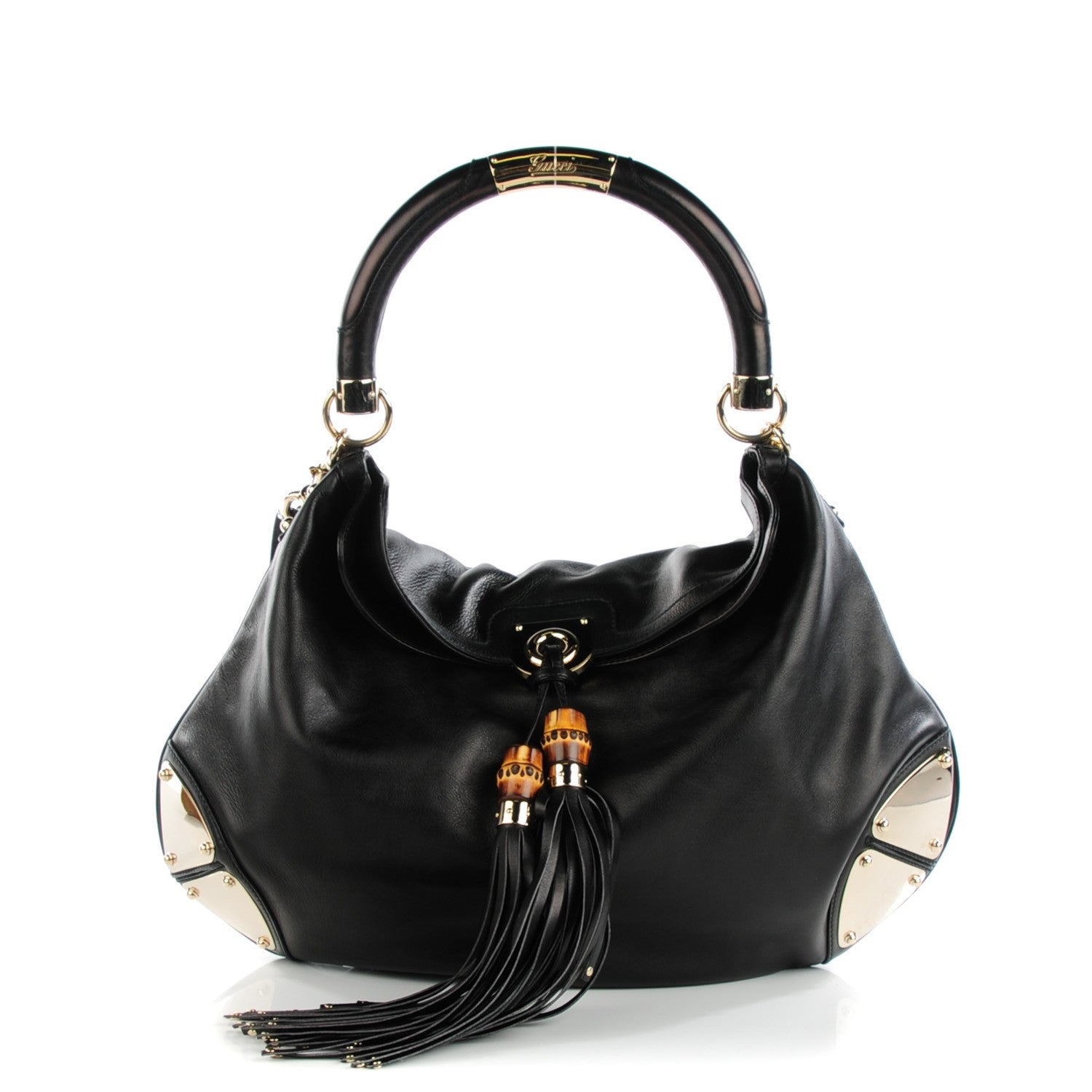 Gucci Calfskin Large Indy Top Handle Hobo Black 1 of 7