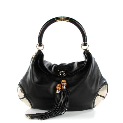 Gucci Calfskin Large Indy Top Handle Hobo Black 1 of 7
