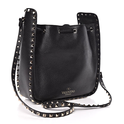 Valentino Garavani Grained Calfskin Rockstud Bucket Bag Black 3 of 10